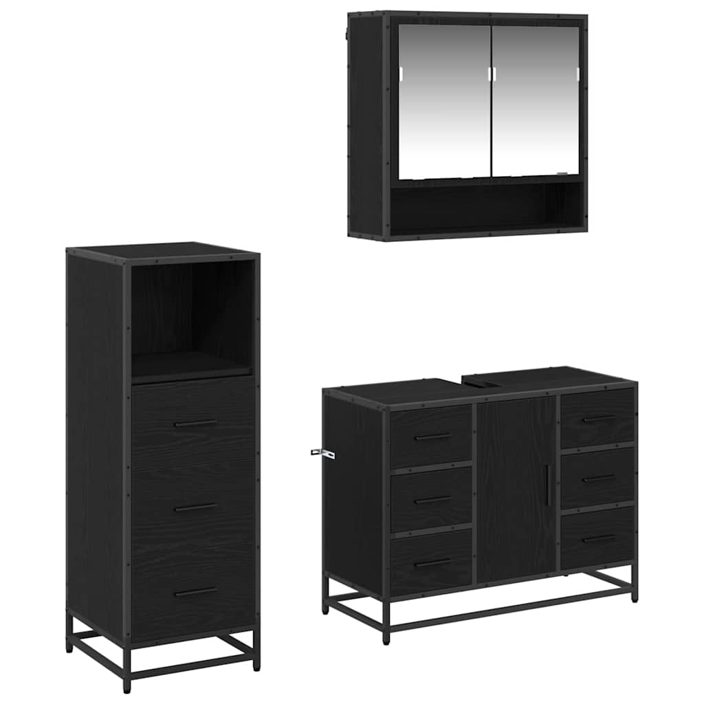 Ensemble de mobilier de salle de bain 3 pc Chêne noir