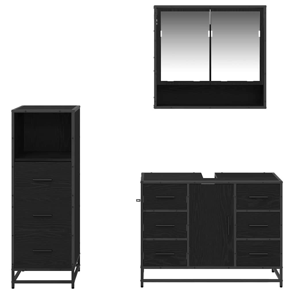 Ensemble de mobilier de salle de bain 3 pc Chêne noir