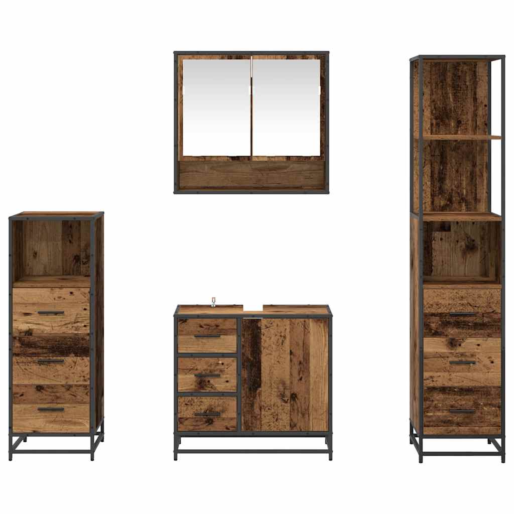 Ensemble de mobilier de salle de bain 4 pc Bois Ancien