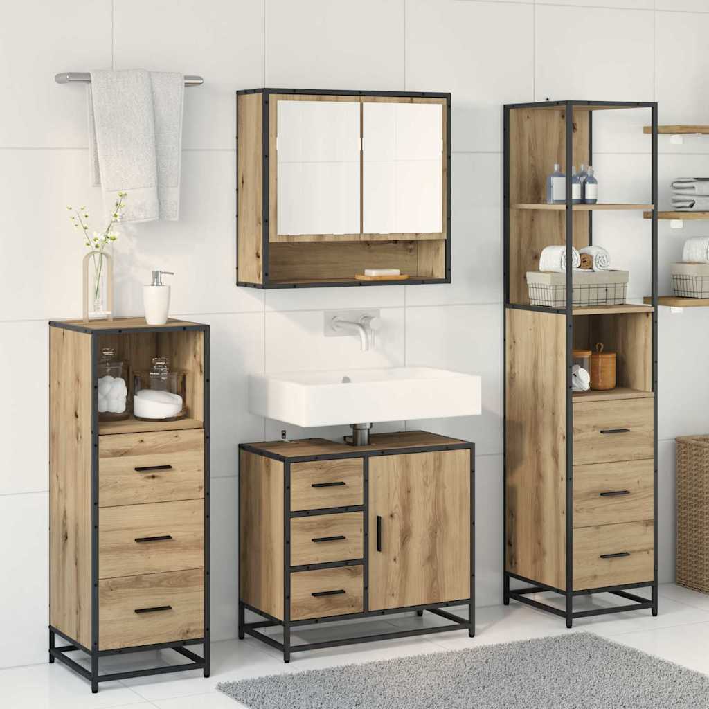 Ensemble de mobilier de salle de bain 4 pc Chêne artisanal