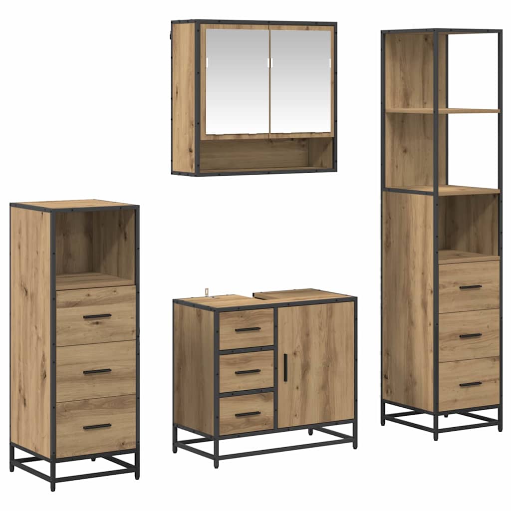 Ensemble de mobilier de salle de bain 4 pc Chêne artisanal