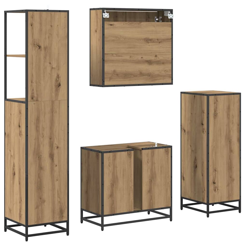 Ensemble de mobilier de salle de bain 4 pc Chêne artisanal