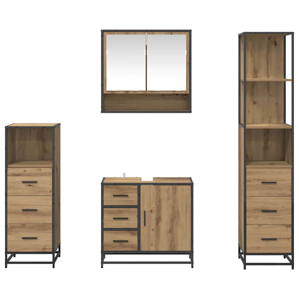 Ensemble de mobilier de salle de bain 4 pc Chêne artisanal