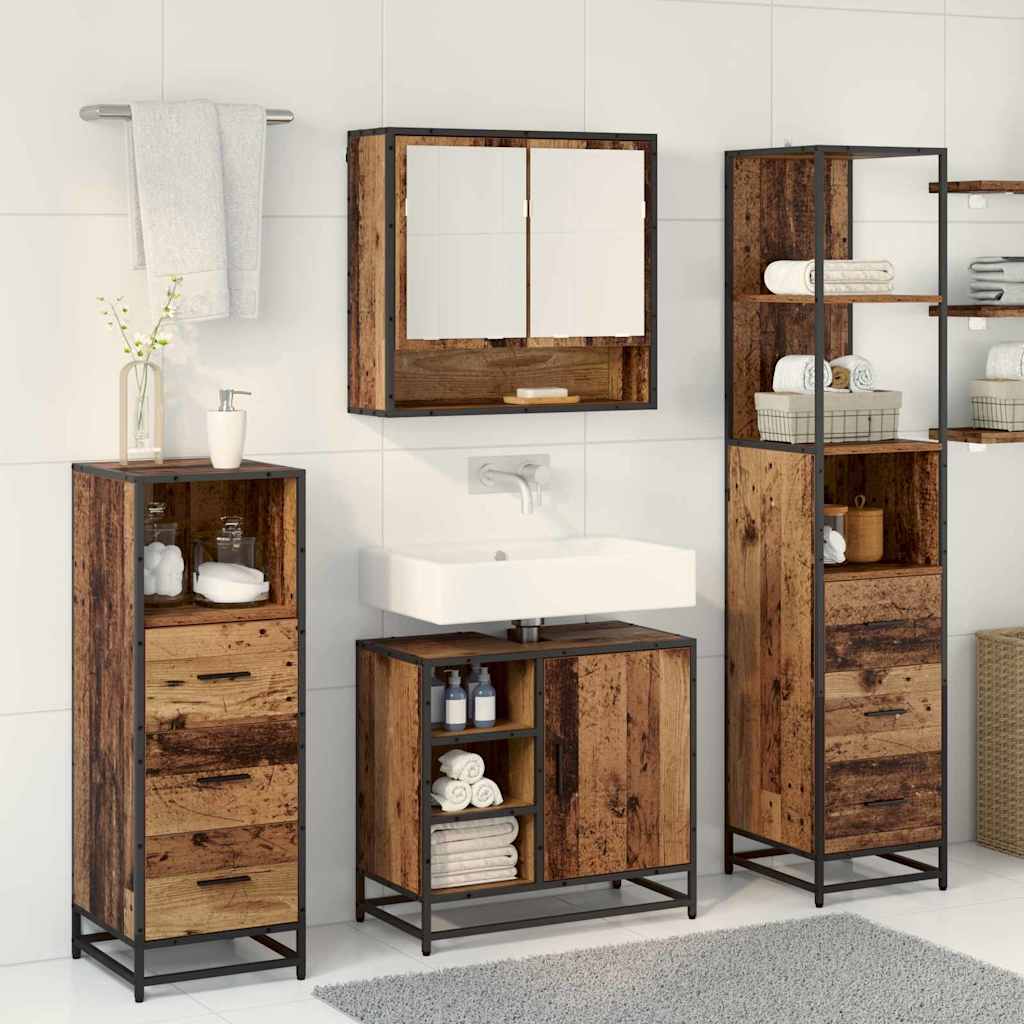 Ensemble de mobilier de salle de bain 3 pc Bois Ancien