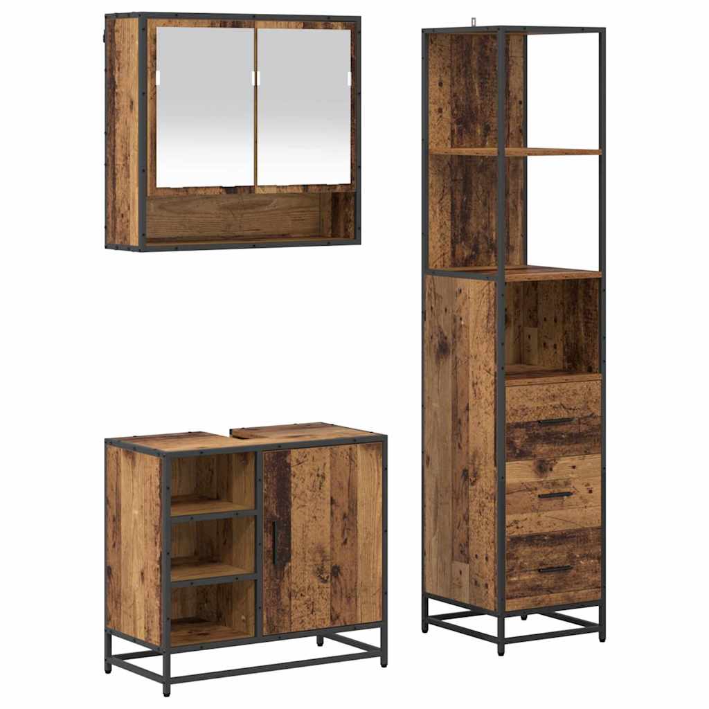 Ensemble de mobilier de salle de bain 3 pc Bois Ancien