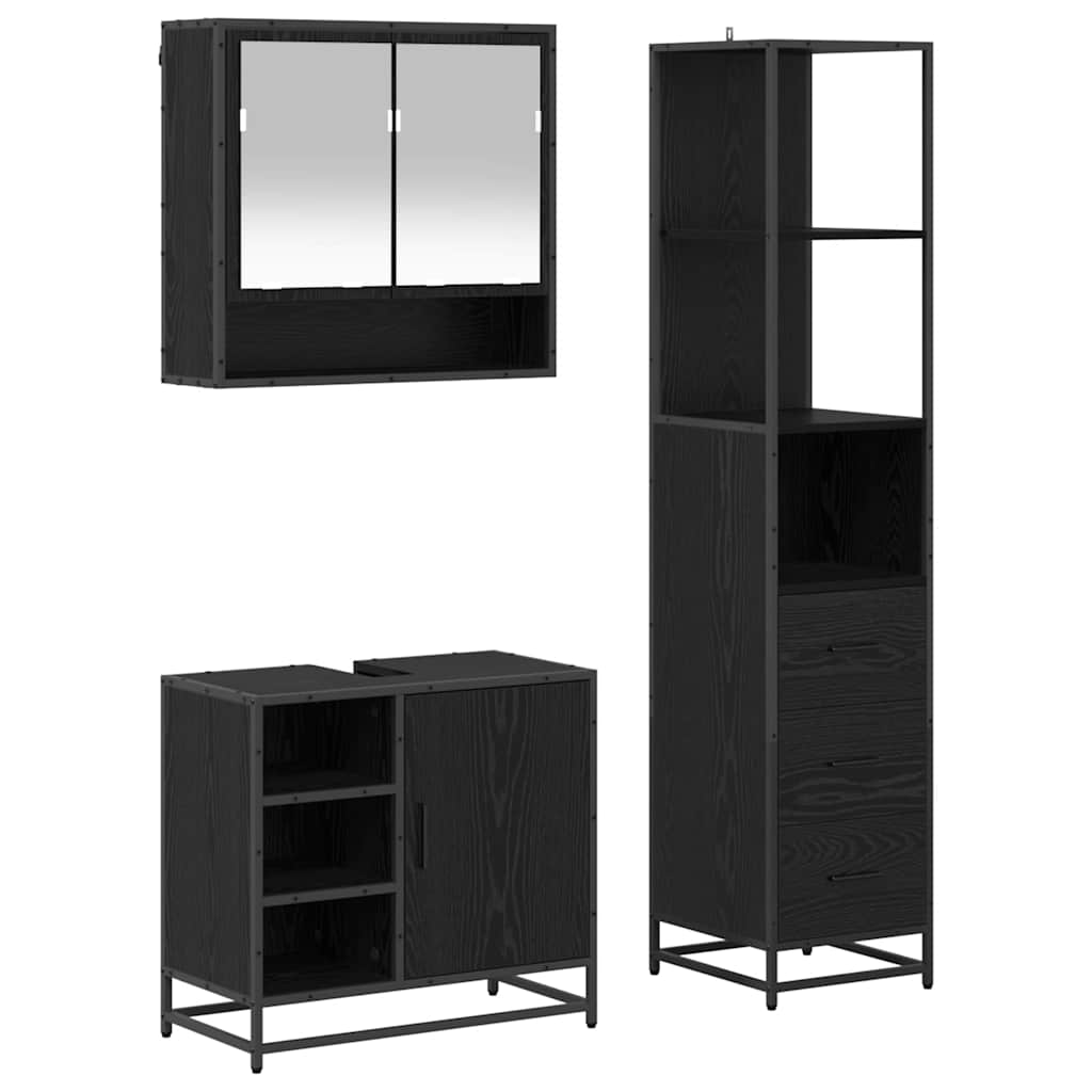 Ensemble de mobilier de salle de bain 3 pc Chêne noir