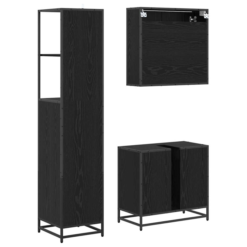 Ensemble de mobilier de salle de bain 3 pc Chêne noir