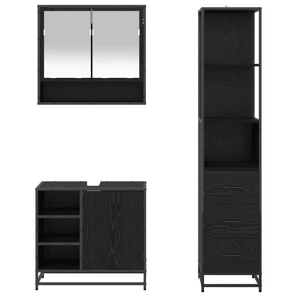 Ensemble de mobilier de salle de bain 3 pc Chêne noir