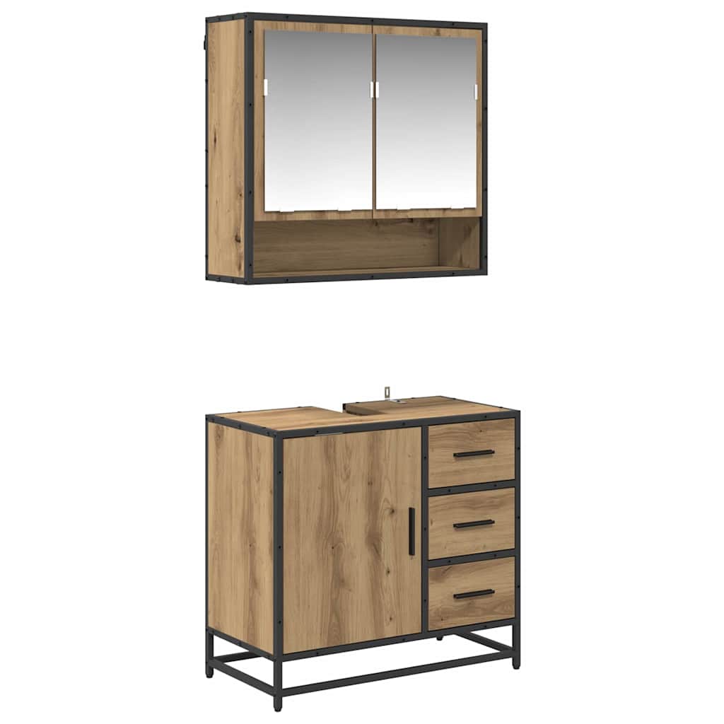 Ensemble de mobilier de salle de bain 2 pc Chêne artisanal