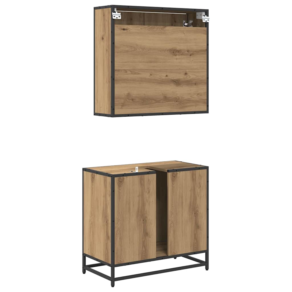 Ensemble de mobilier de salle de bain 2 pc Chêne artisanal