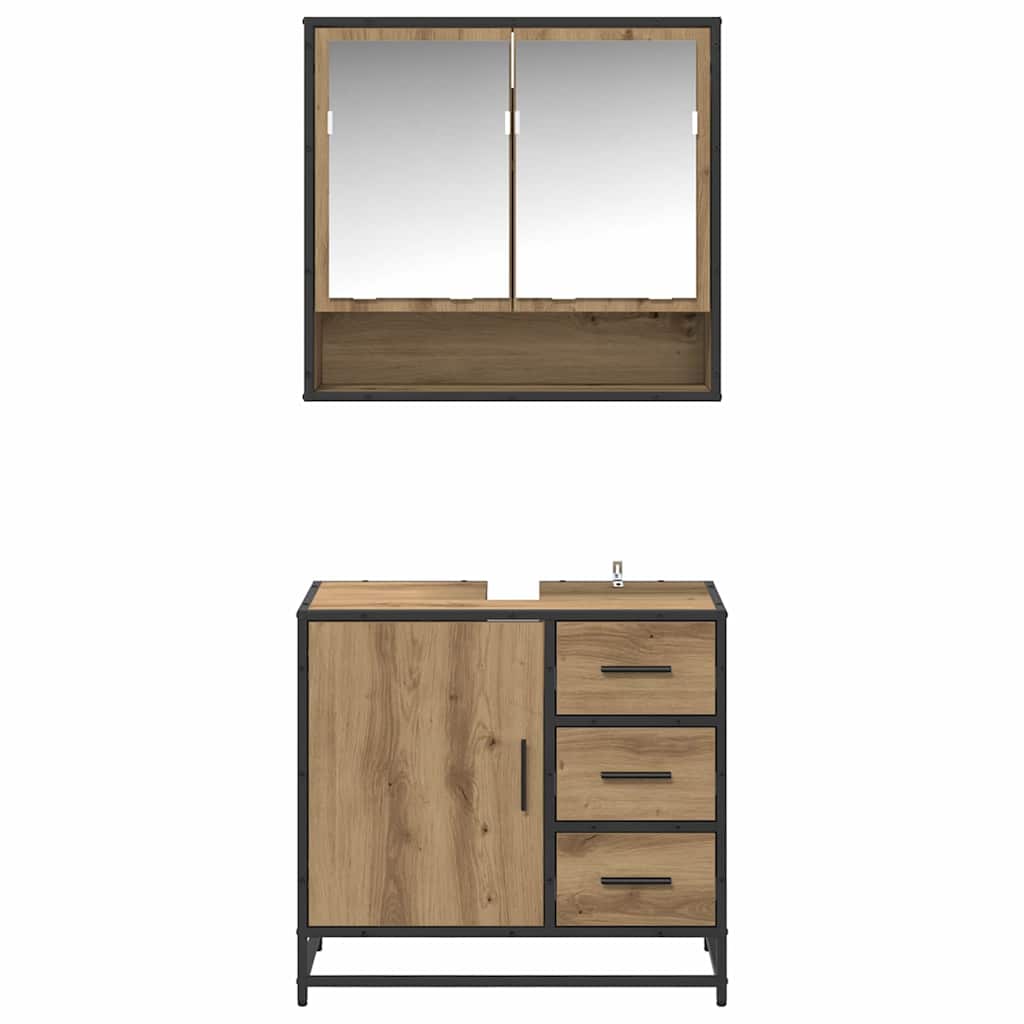 Ensemble de mobilier de salle de bain 2 pc Chêne artisanal