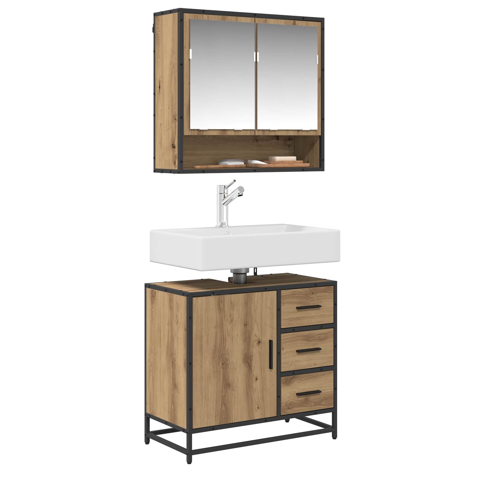Ensemble de mobilier de salle de bain 2 pc Chêne artisanal