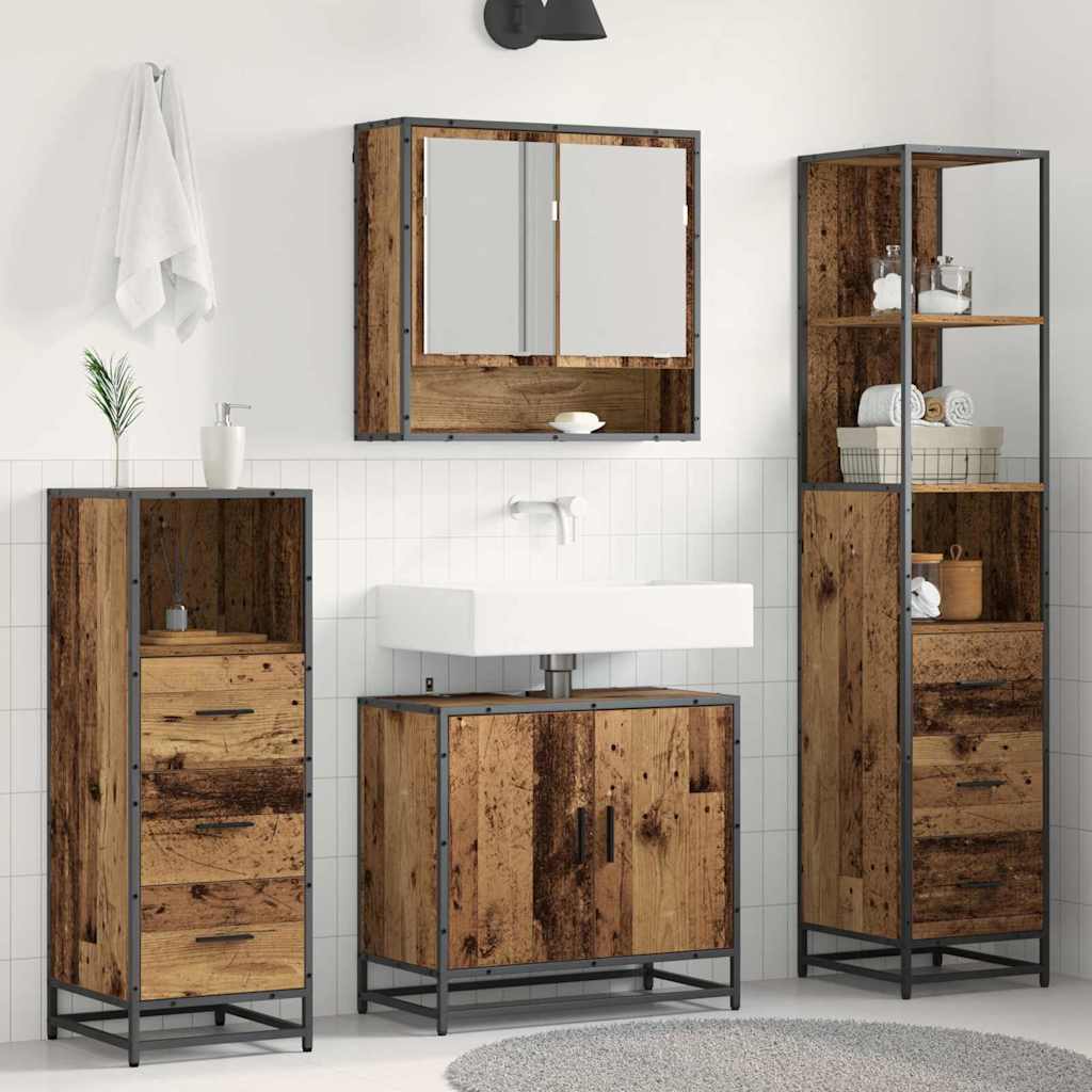 Ensemble de mobilier de salle de bain 4 pc Bois Ancien