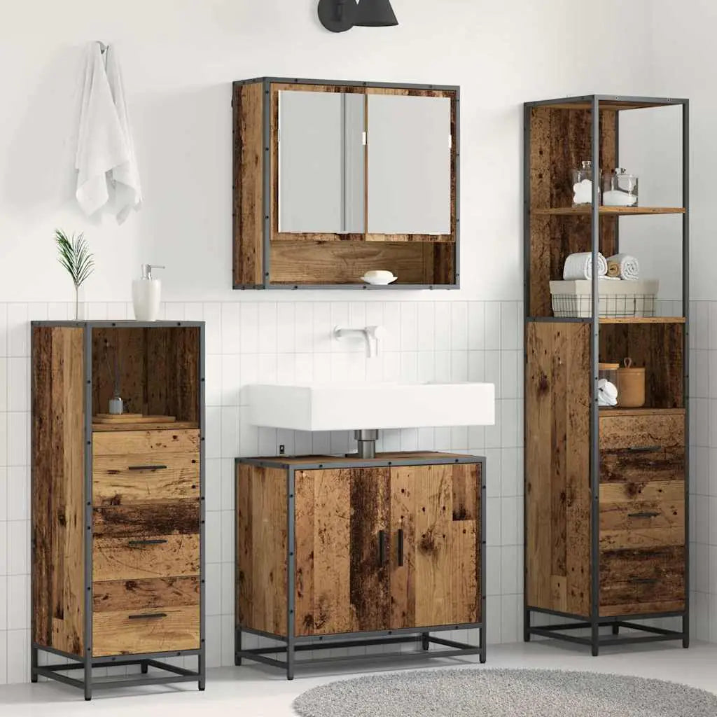 Ensemble de mobilier de salle de bain 4 pc Bois Ancien - XIOS
