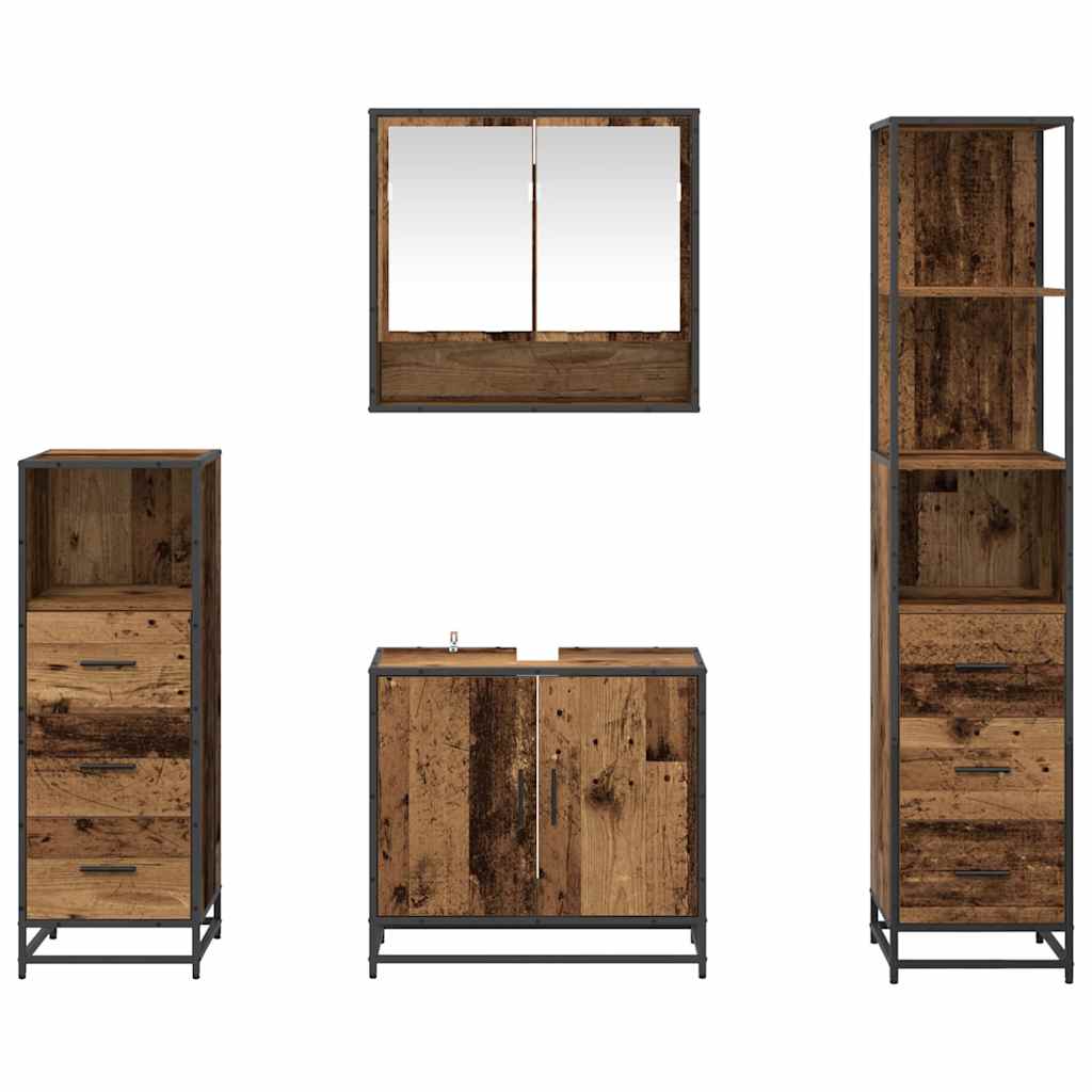 Ensemble de mobilier de salle de bain 4 pc Bois Ancien