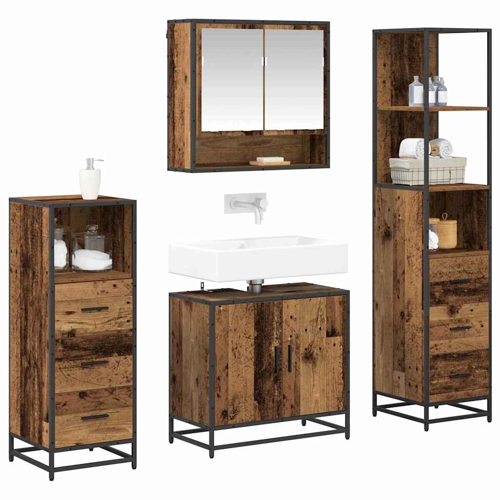 Ensemble de mobilier de salle de bain 4 pc Bois Ancien