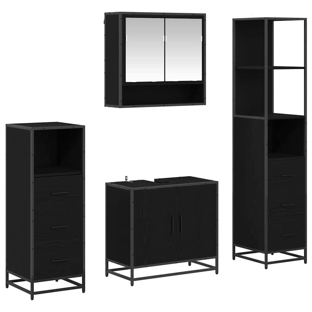 Ensemble de mobilier de salle de bain 4 pc Chêne noir