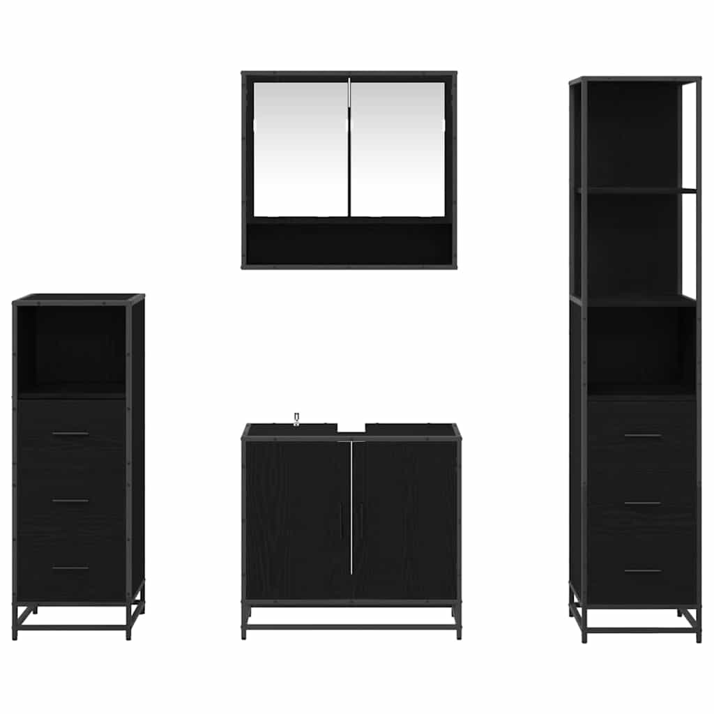 Ensemble de mobilier de salle de bain 4 pc Chêne noir