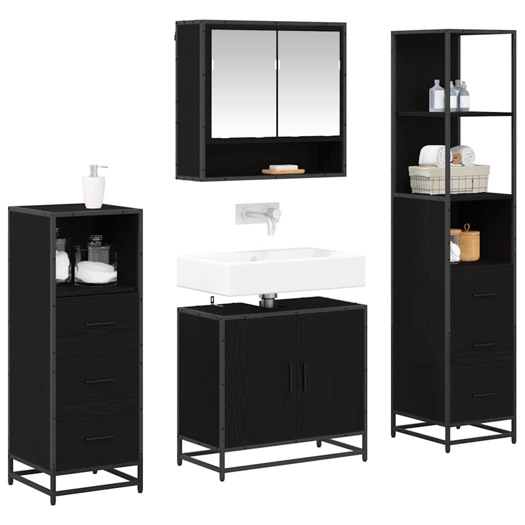 Ensemble de mobilier de salle de bain 4 pc Chêne noir