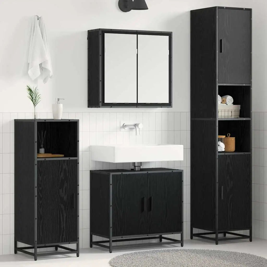 Ensemble de mobilier de salle de bain 4 pc Chêne noir - XIOS