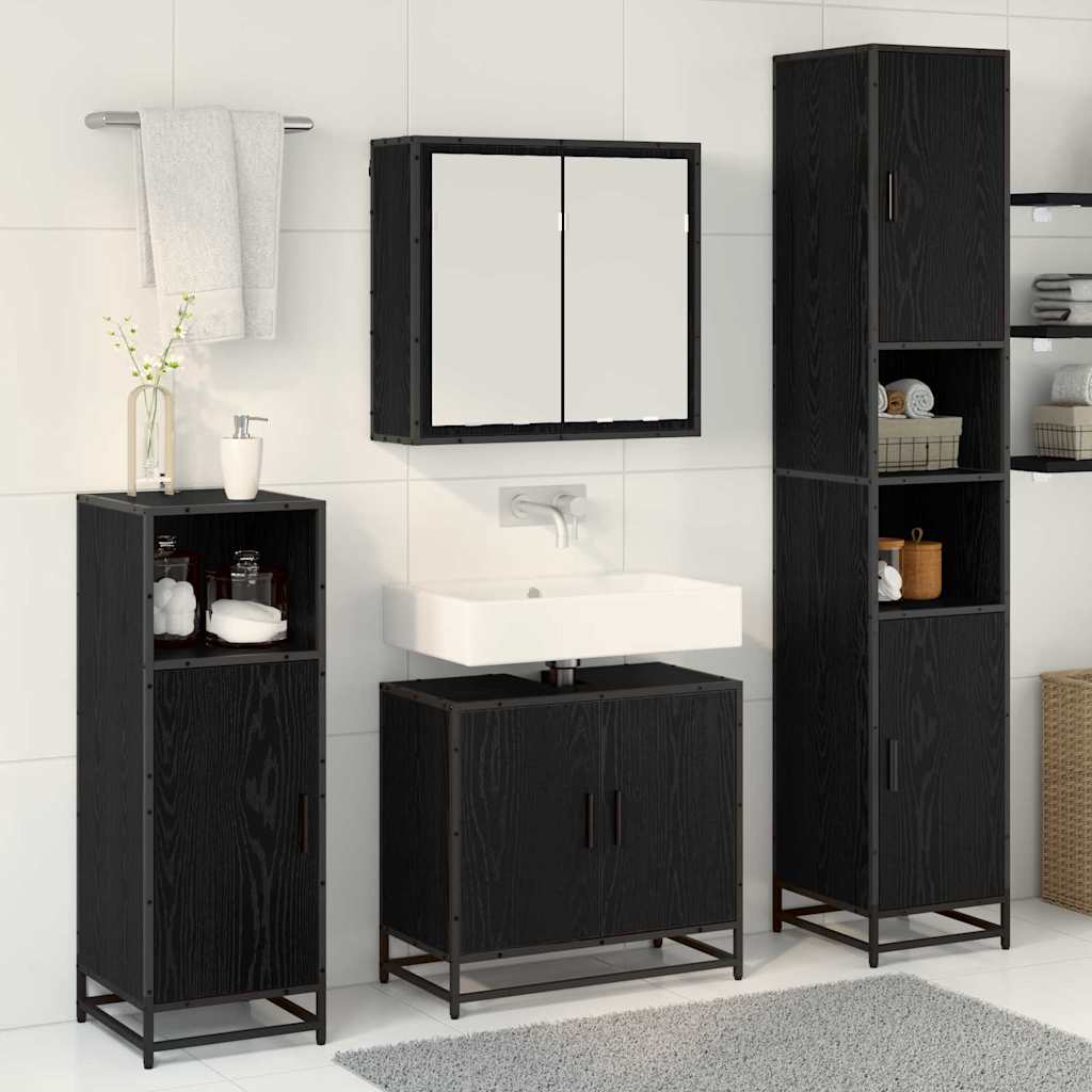 Ensemble de mobilier de salle de bain 4 pc Chêne noir