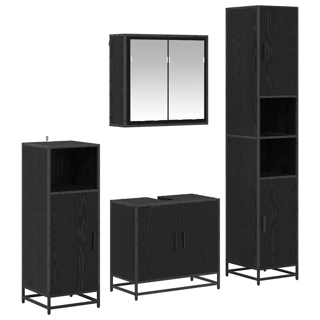 Ensemble de mobilier de salle de bain 4 pc Chêne noir