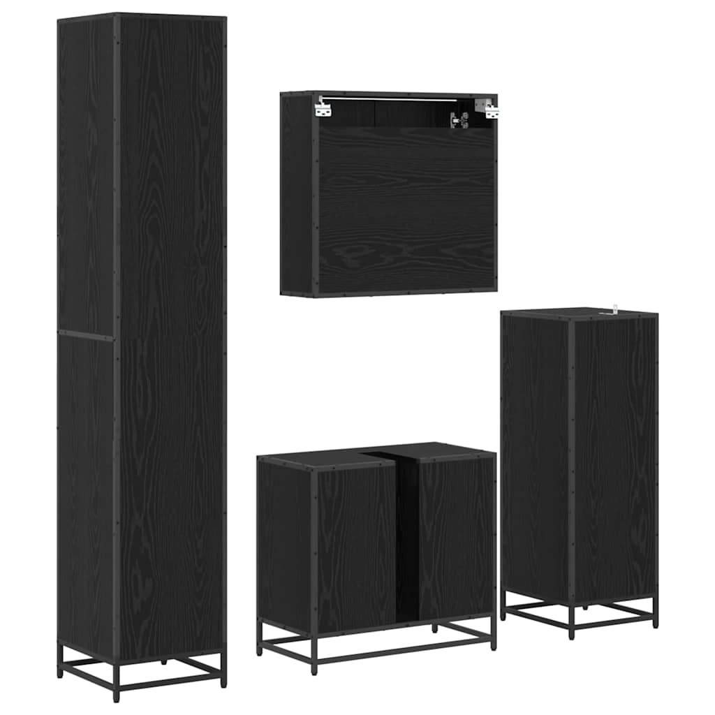 Ensemble de mobilier de salle de bain 4 pc Chêne noir