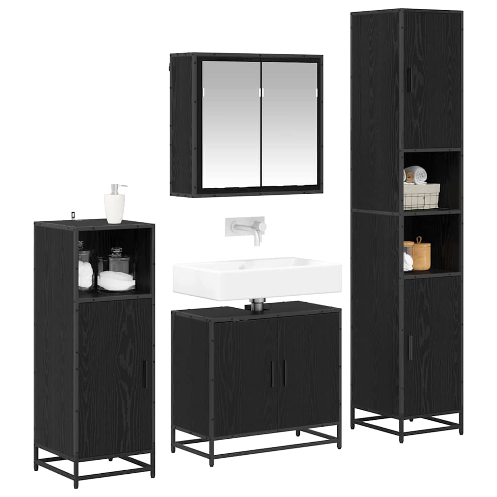 Ensemble de mobilier de salle de bain 4 pc Chêne noir