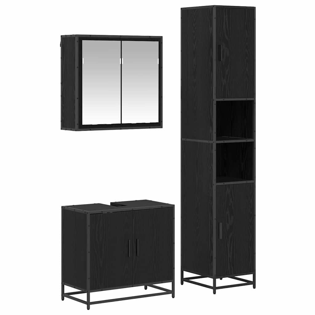 Ensemble de mobilier de salle de bain 3 pc Chêne noir