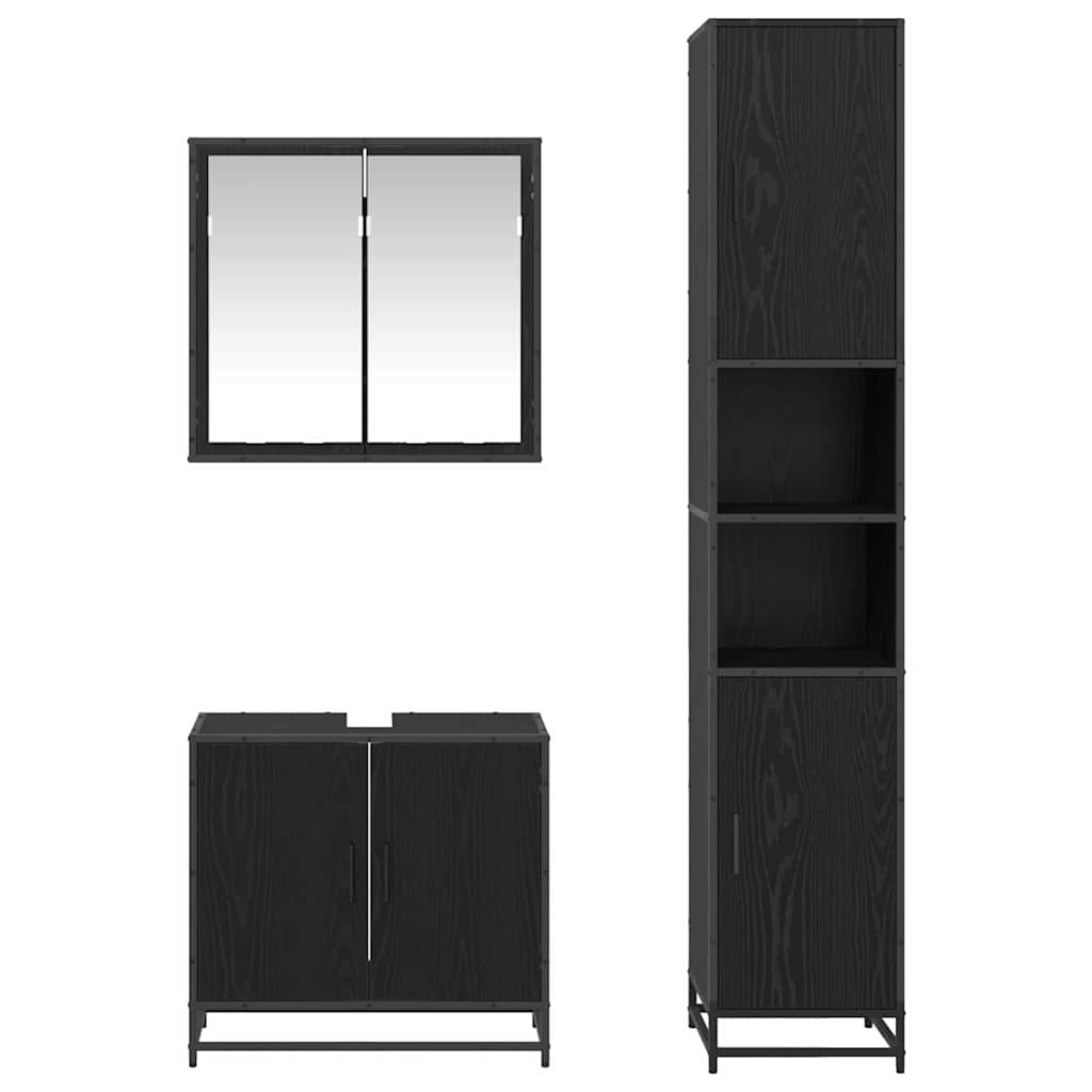 Ensemble de mobilier de salle de bain 3 pc Chêne noir
