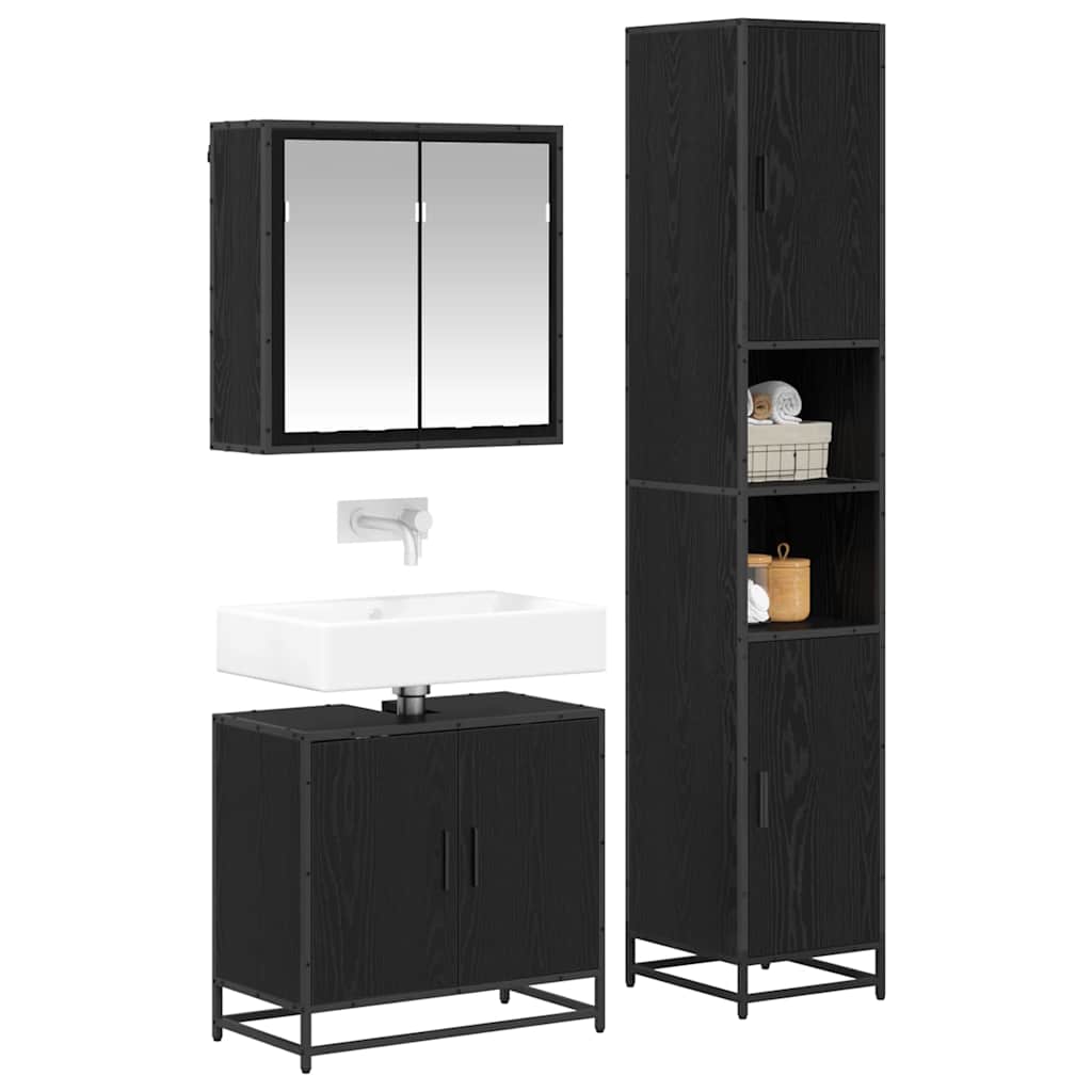Ensemble de mobilier de salle de bain 3 pc Chêne noir