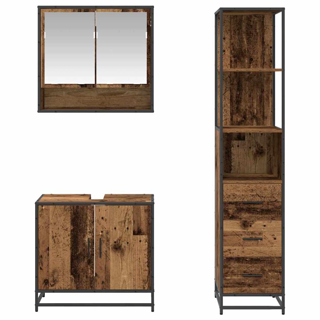 Ensemble de mobilier de salle de bain 3 pc Bois Ancien