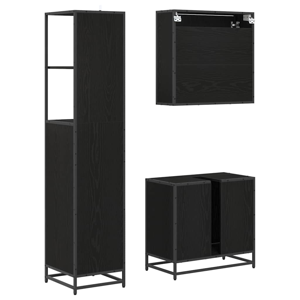 Ensemble de mobilier de salle de bain 3 pc Chêne noir
