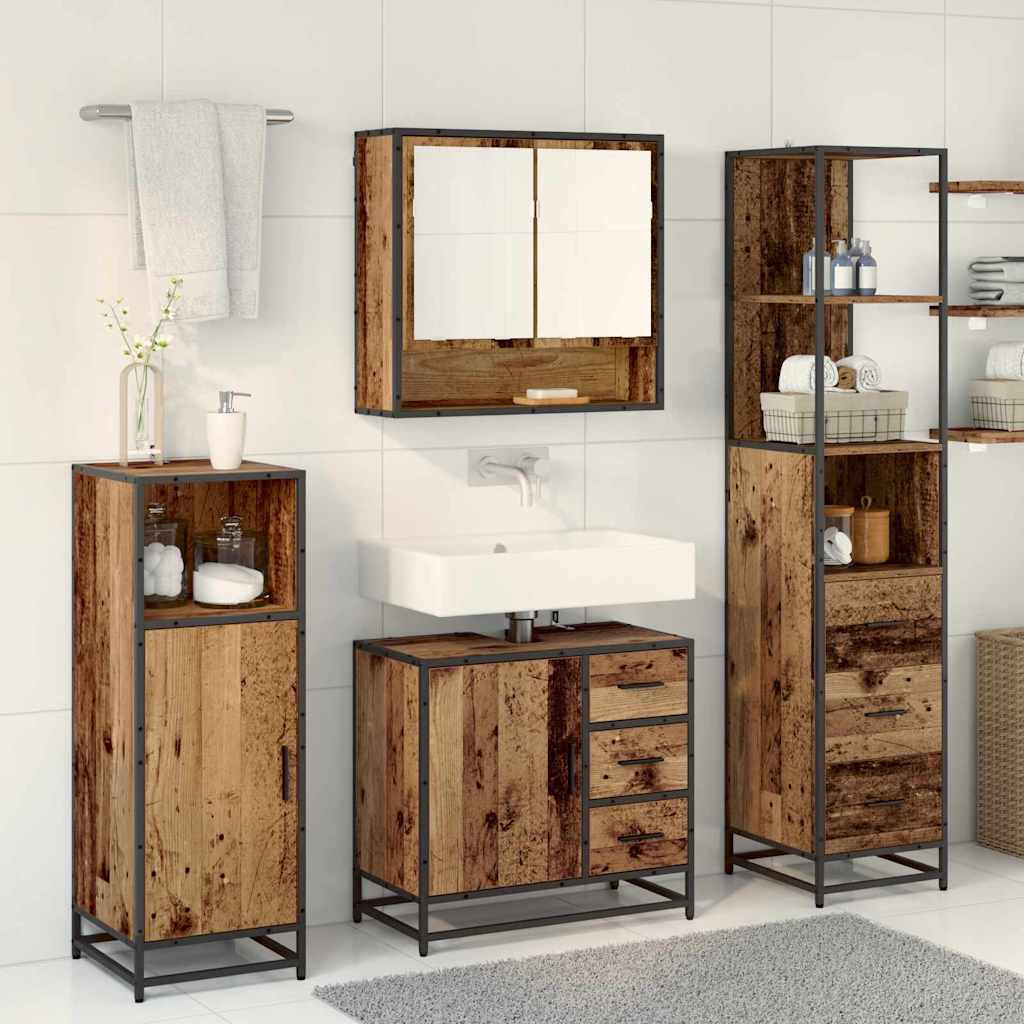Ensemble de mobilier de salle de bain 3 pièces Bois Ancien