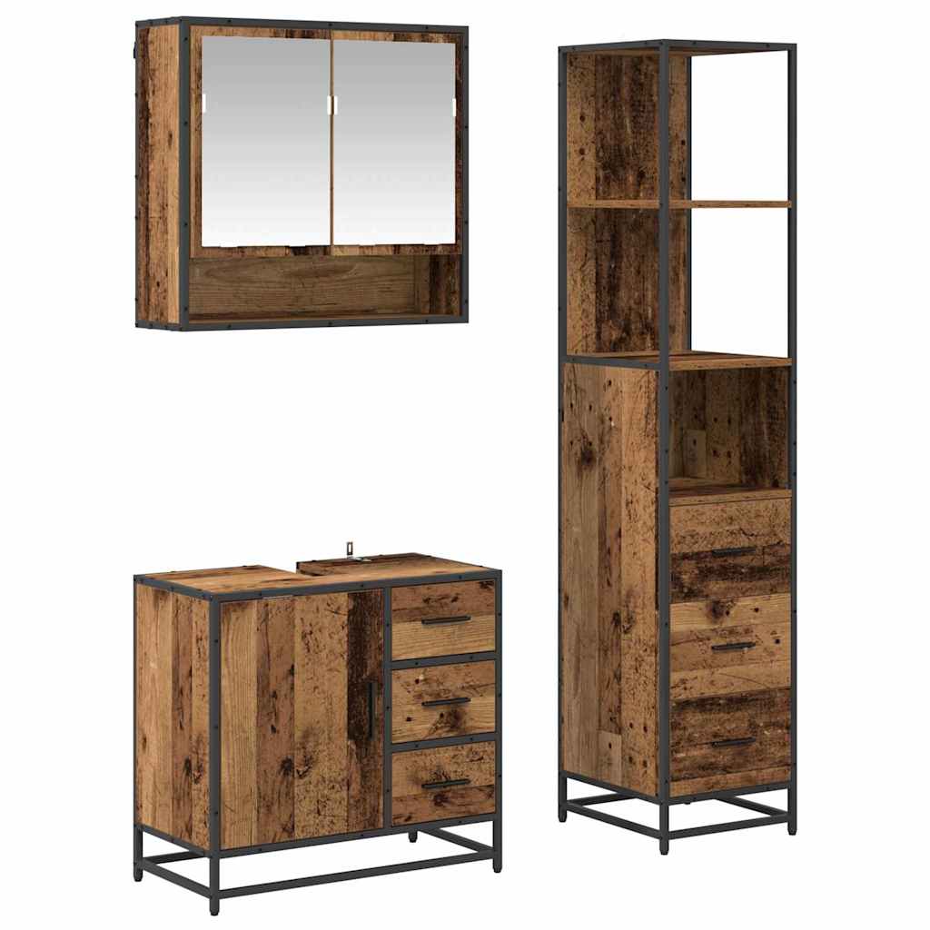 Ensemble de mobilier de salle de bain 3 pièces Bois Ancien