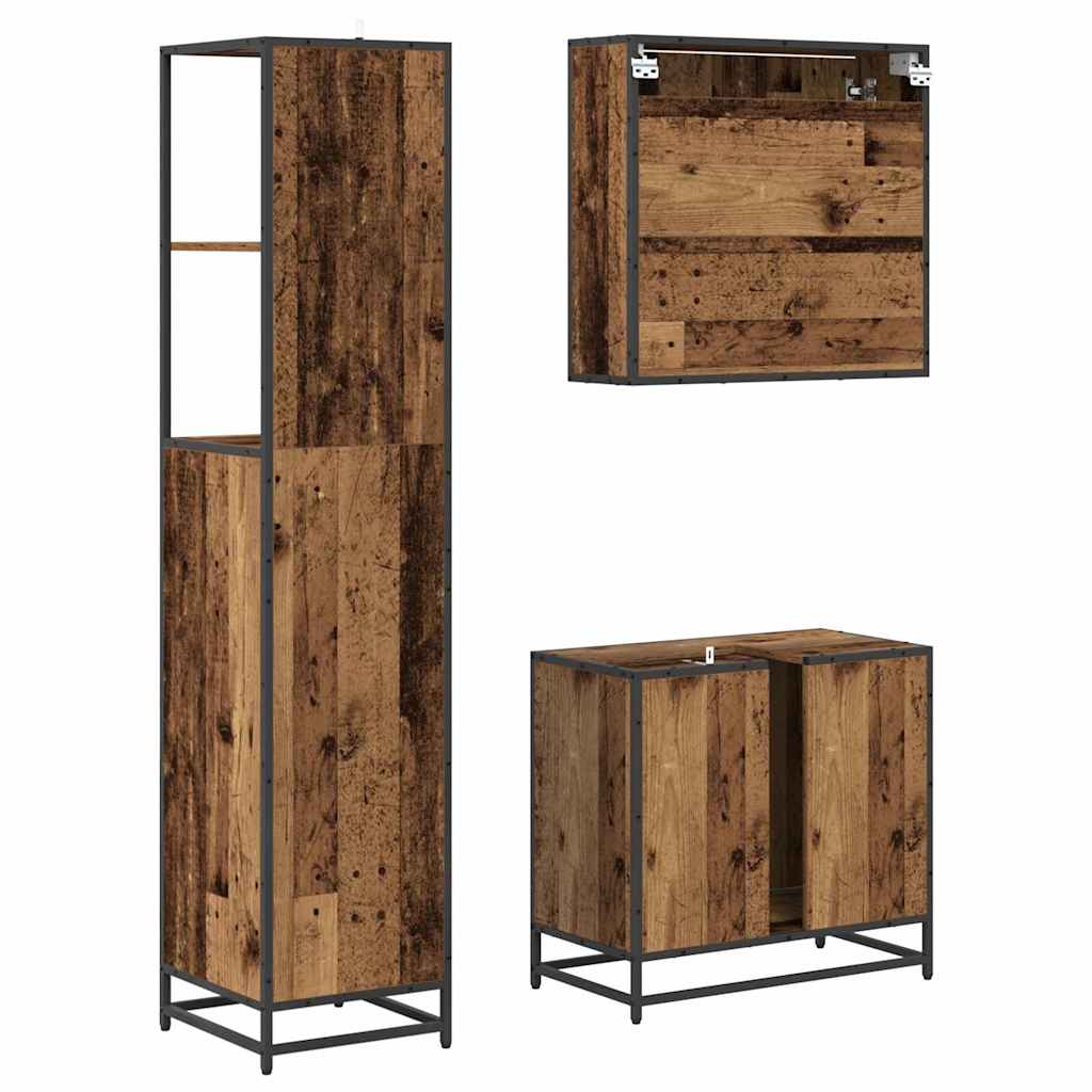 Ensemble de mobilier de salle de bain 3 pièces Bois Ancien