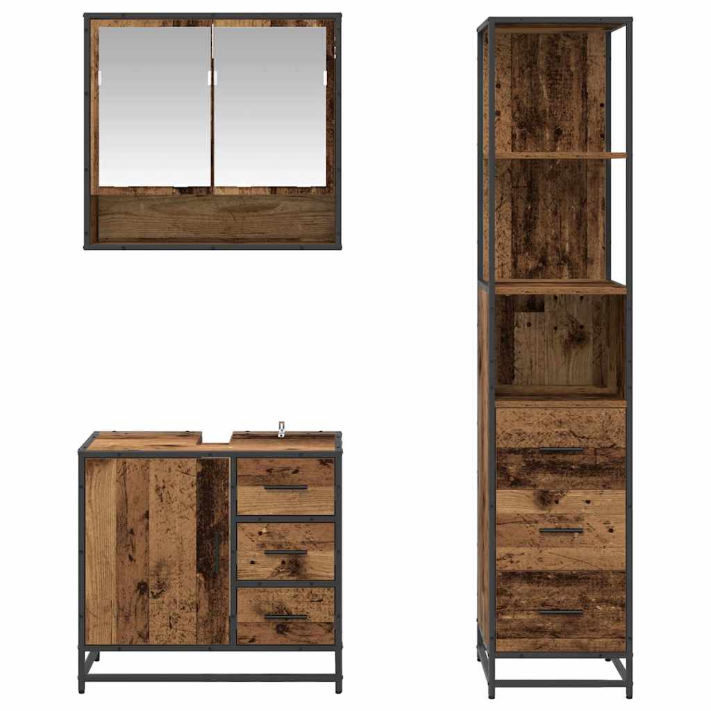 Ensemble de mobilier de salle de bain 3 pièces Bois Ancien