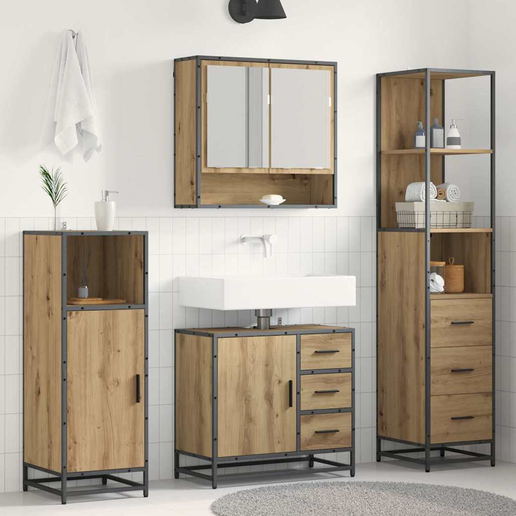 Ensemble de mobilier de salle de bain 3 pièces Chêne artisanal