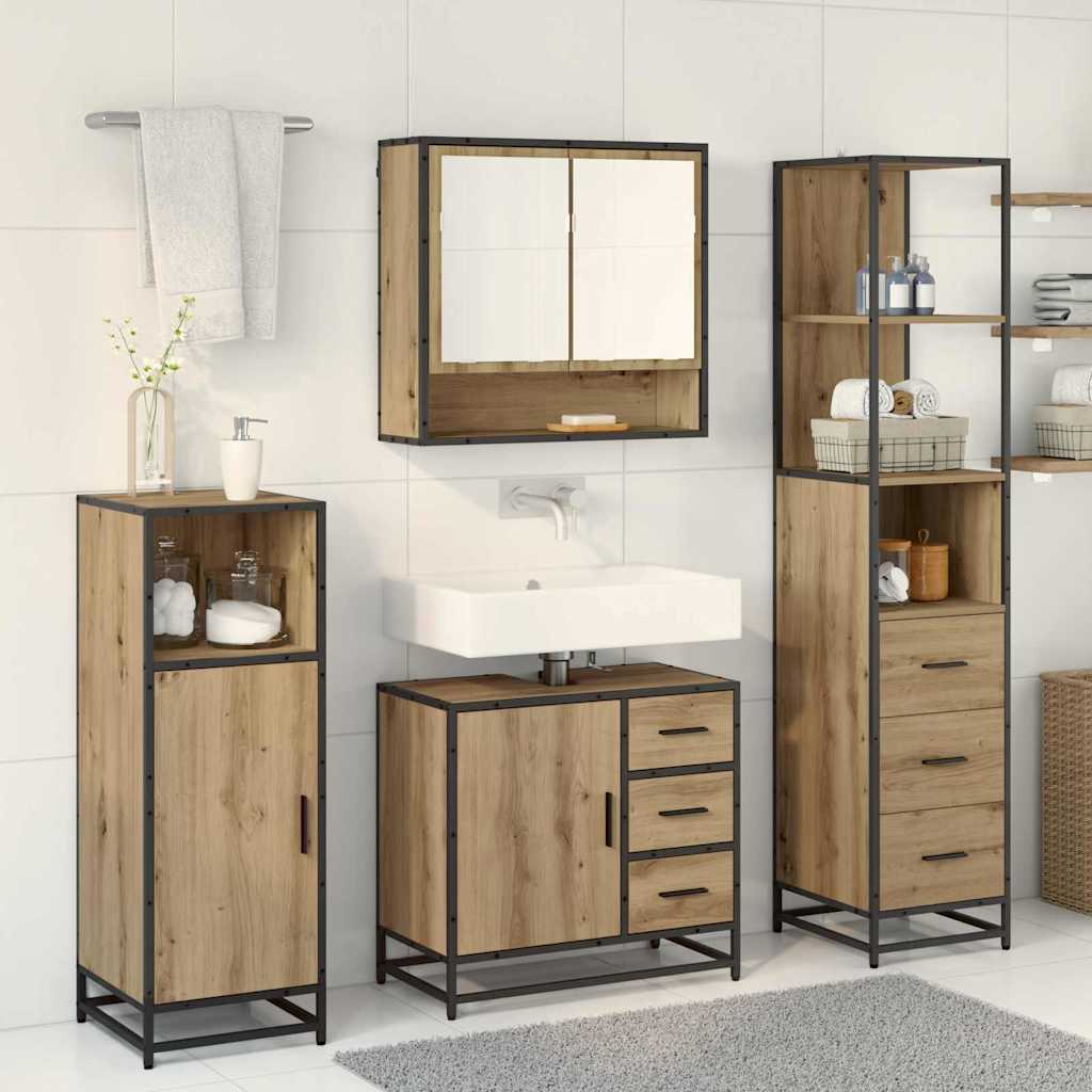 Ensemble de mobilier de salle de bain 3 pièces Chêne artisanal