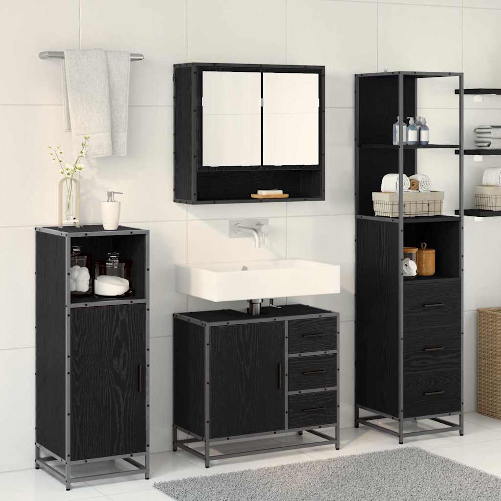 Ensemble de mobilier de salle de bain 3 pièces Chêne noir