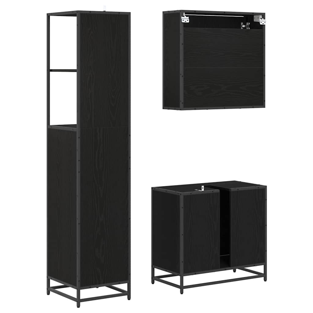 Ensemble de mobilier de salle de bain 3 pièces Chêne noir
