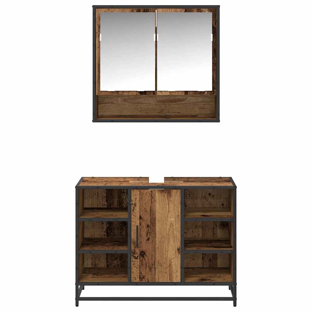 Ensemble de mobilier de salle de bain 2 pièces Bois Ancien