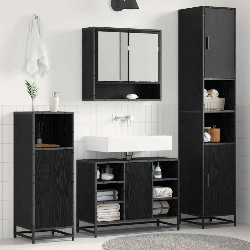 Ensemble de mobilier de salle de bain 4 pièces Chêne noir - XIOS