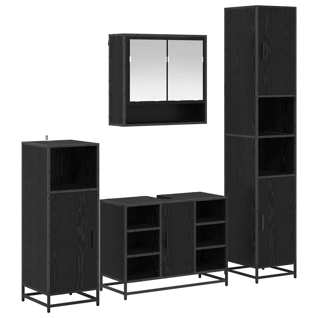 Ensemble de mobilier de salle de bain 4 pièces Chêne noir