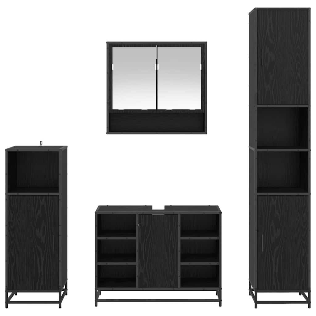 Ensemble de mobilier de salle de bain 4 pièces Chêne noir