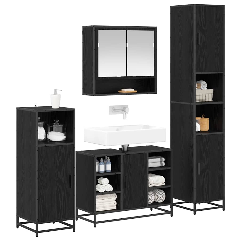 Ensemble de mobilier de salle de bain 4 pièces Chêne noir