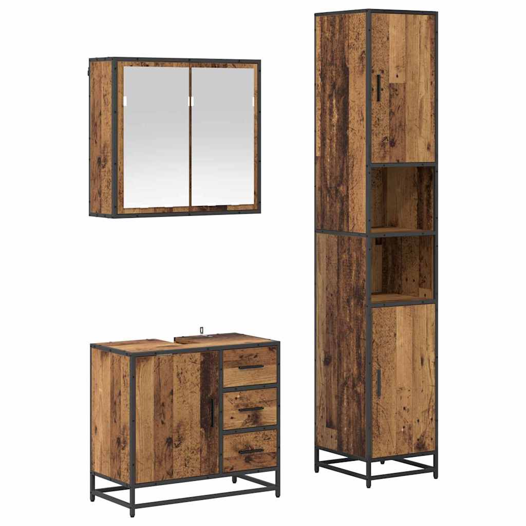Ensemble de mobilier de salle de bain 3 pièces Bois Ancien