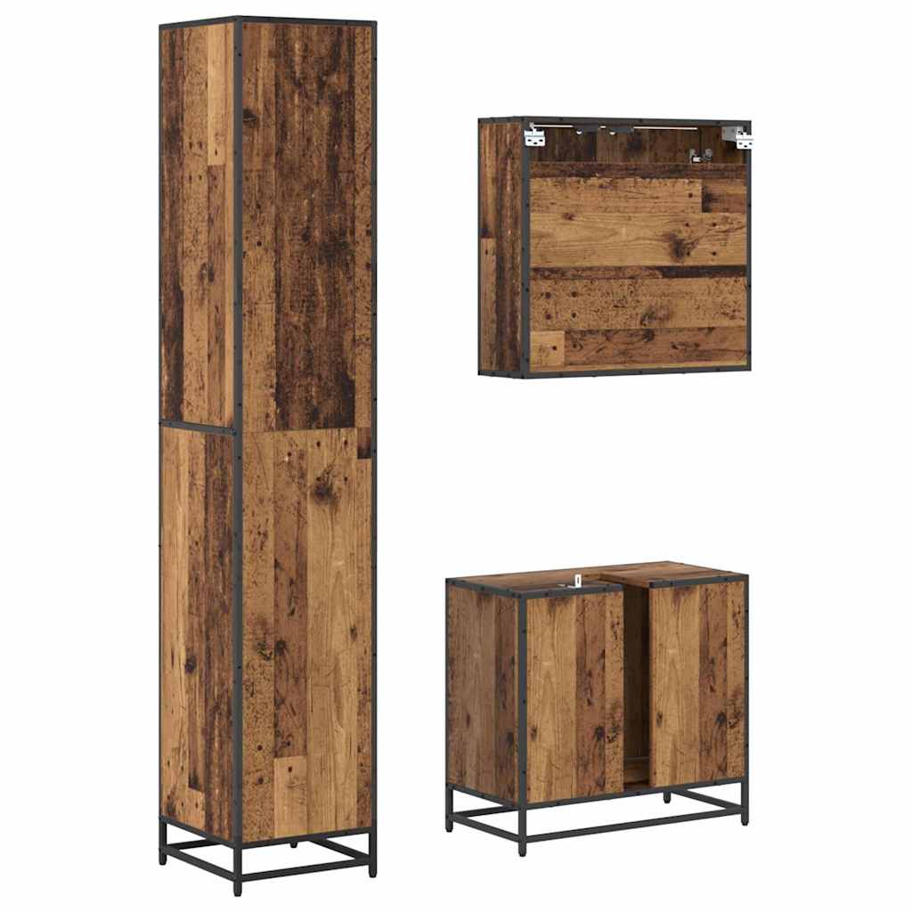 Ensemble de mobilier de salle de bain 3 pièces Bois Ancien