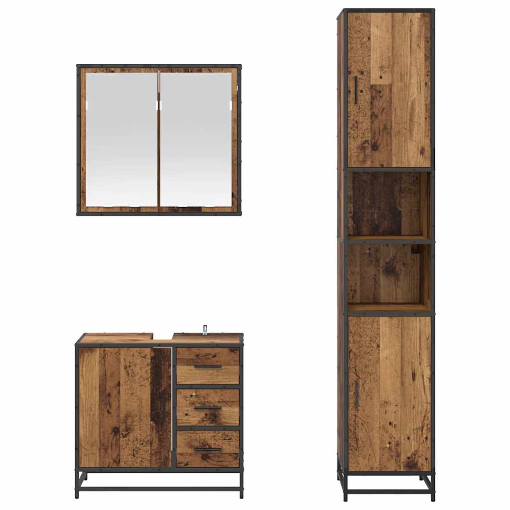 Ensemble de mobilier de salle de bain 3 pièces Bois Ancien