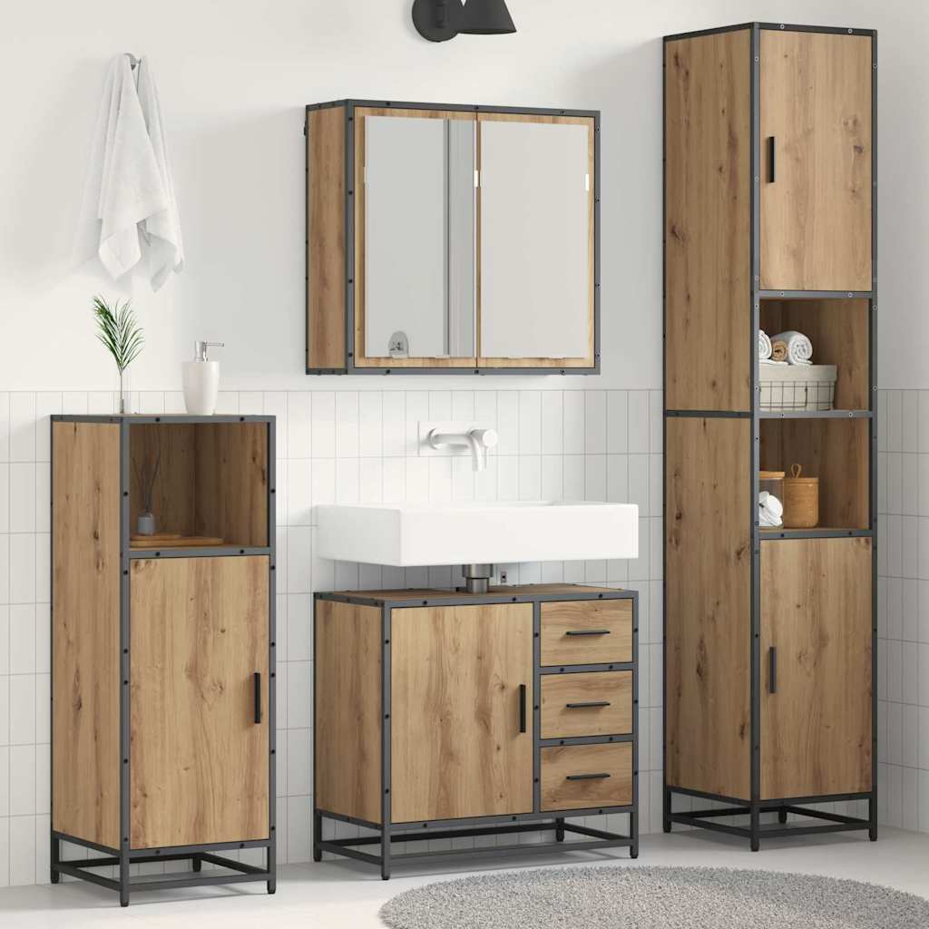 Ensemble de mobilier de salle de bain 3 pièces Chêne artisanal